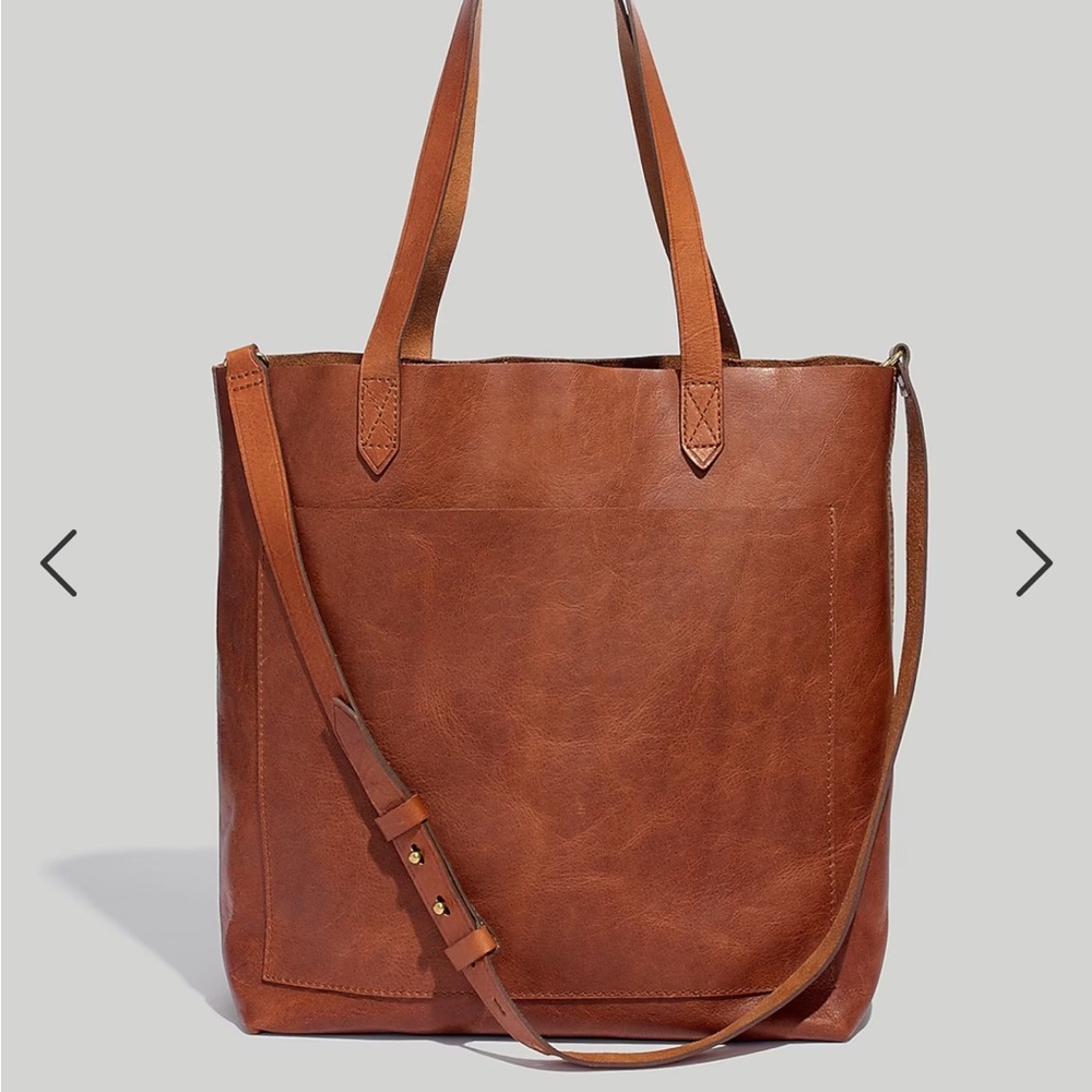 Madewell Medium Transport Tote - English Saddle brown, real leather